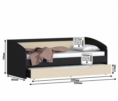 Кровать Дакота СБ-1905 с ящиком Венге/Ваниль