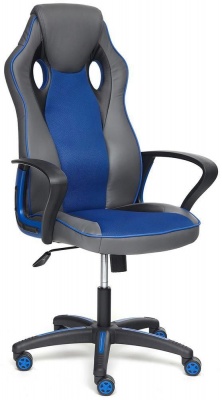 Кресло Racer NEW козжам металлик/ ткань синяя