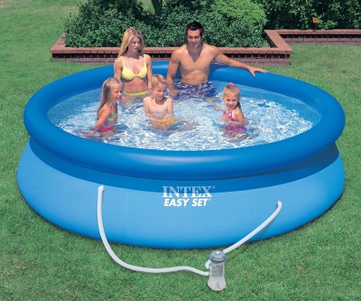 Надувной бассейн Intex Easy Set Pool (396х84 см) + фильтрующий картриджный насос