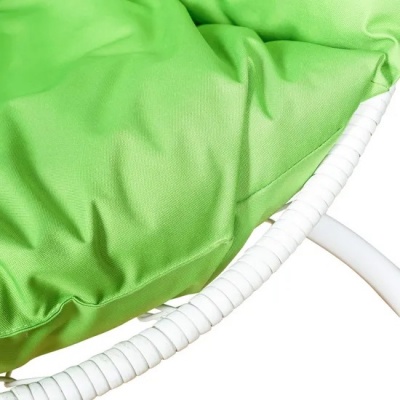 Кресло подвесное  белое/ подушка зеленое яблоко